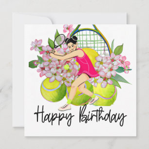 Tennis ball with lots of flower for birthday card