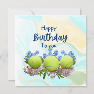 Tennis ball with lots of flower for birthday card