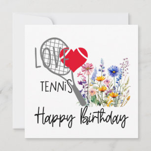 Tennis ball with lots of flower for birthday card