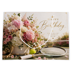 Tennis ball with lots of flower for birthday large gift bag
