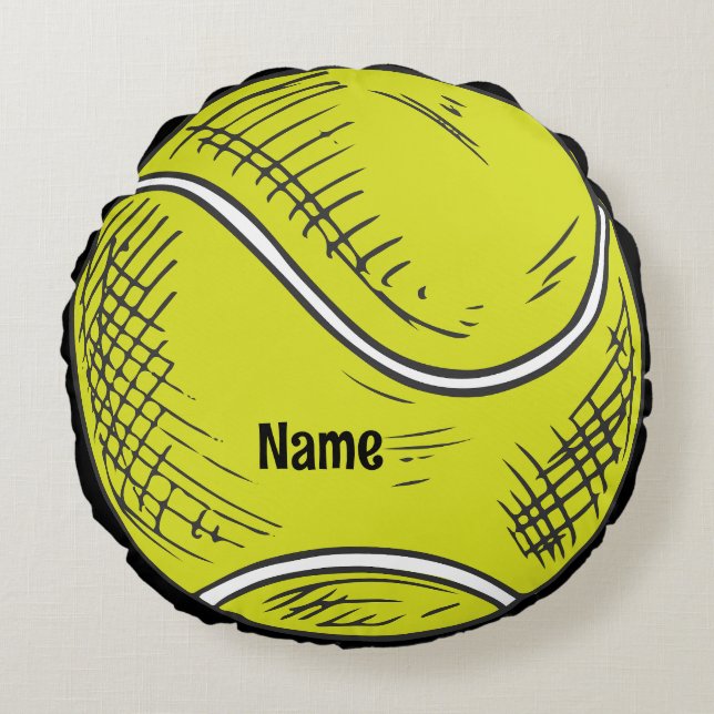 Tennis Ball with name for tennis player Round Pillow (Front)