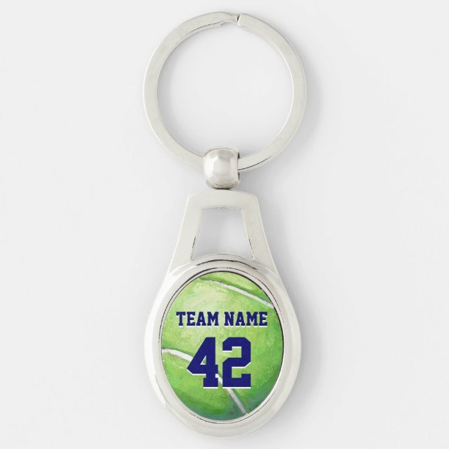 Tennis Ball with Team Name and Number Keychain (Front)