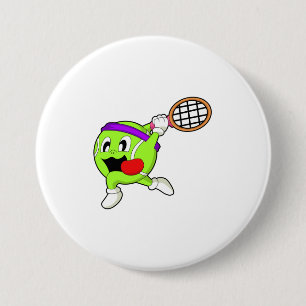 Tennis ball with Tennis racket 3 Inch Round Button