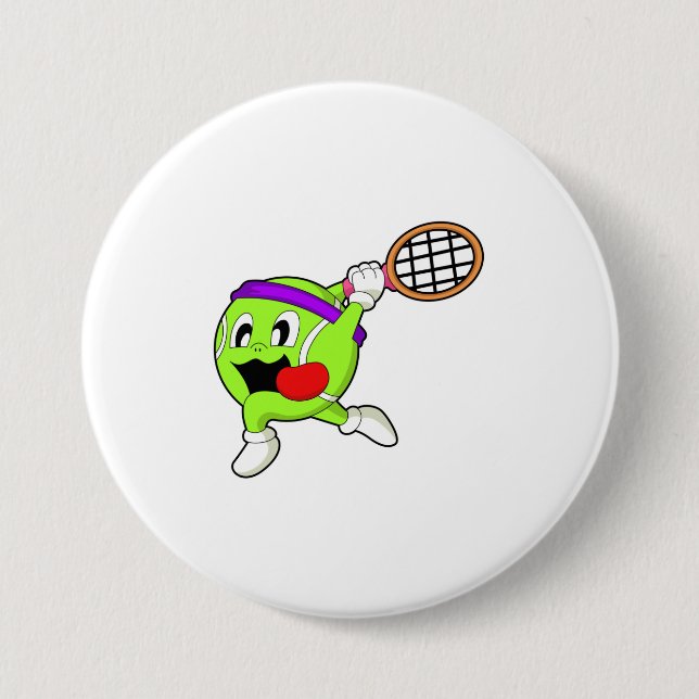 Tennis ball with Tennis racket 3 Inch Round Button (Front)