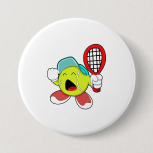 Tennis ball with Tennis racket 3 Inch Round Button