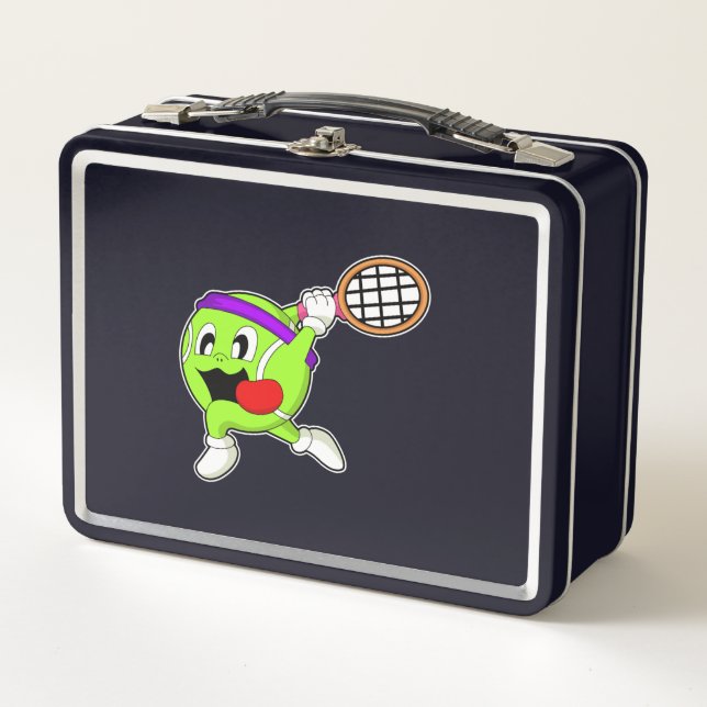 Tennis ball with Tennis racket Metal Lunch Box (Front)