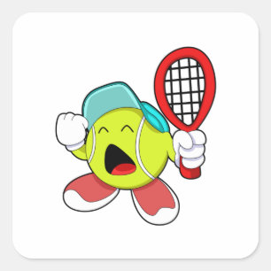 Tennis ball with Tennis racket Square Sticker