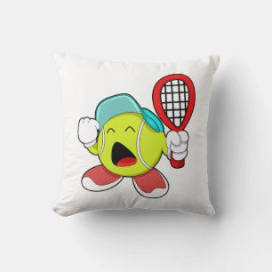 Tennis ball with Tennis racket Throw Pillow