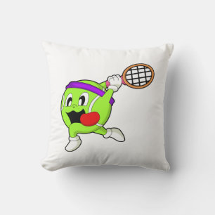 Tennis ball with Tennis racket Throw Pillow