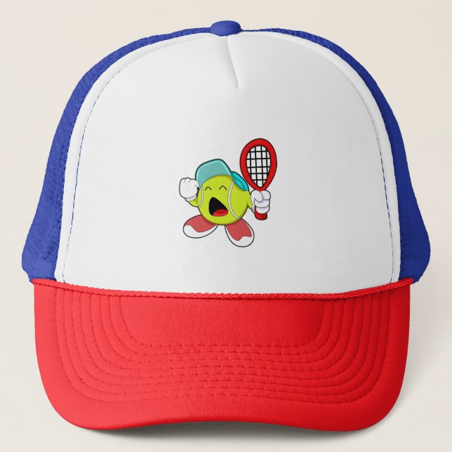 Tennis ball with Tennis racket Trucker Hat (Front)