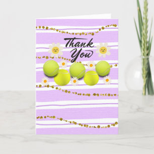 Tennis ball with white daisy flower thank you