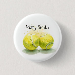 Tennis ball with your name 1 inch round button