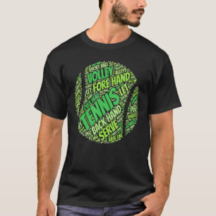 Tennis Ball Word Cloud  Cool Tennis Player T-Shirt
