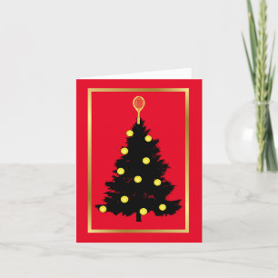 Tennis Balls and Racket Christmas Tree Card