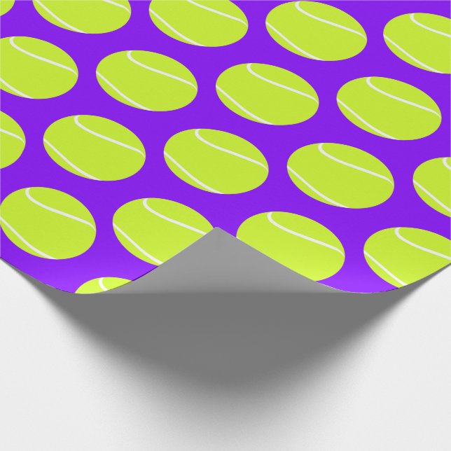 Tennis Balls Custom Background Colour Sports Party Wrapping Paper (Corner)