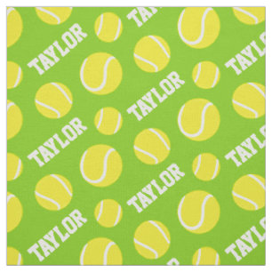 Tennis balls green personalized sports pattern fabric