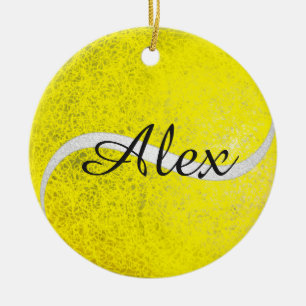 Tennis balls personalized name ceramic ornament