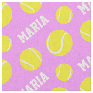 Tennis balls pink girls custom name sports pattern fabric