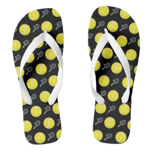Tennis Balls & Rackets Simple Sport Themed Design Flip Flops