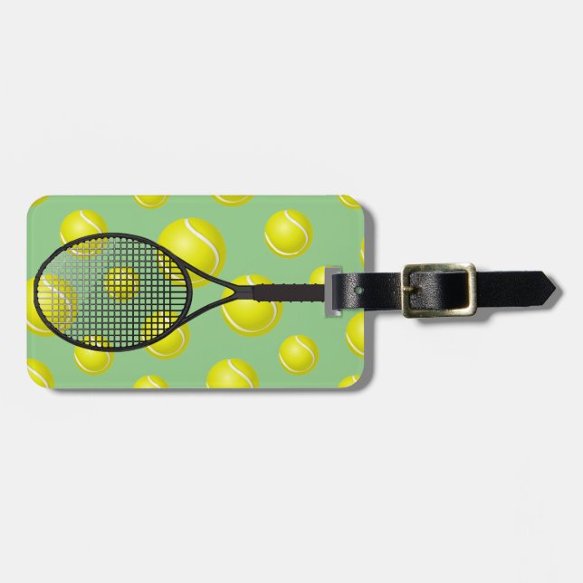 Tennis Balls Racquet Design Luggage Tag (Front Horizontal)