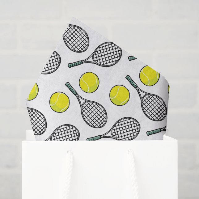 Tennis Balls Racquet Yellow White Black Sports  Tissue Paper (Gift Bag)