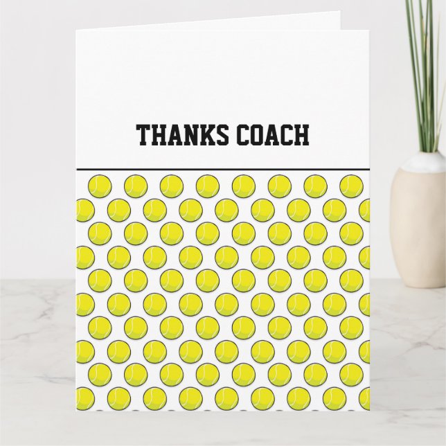 Tennis Balls THANKS COACH Yellow Sports Fun Card (Front)