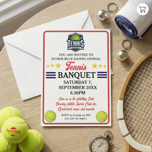 Tennis Banquet Invitation Red Navy Stars Youth Spo
