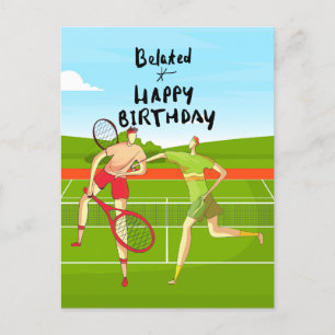 Tennis Belated Birthday to Tennis Players Postcard