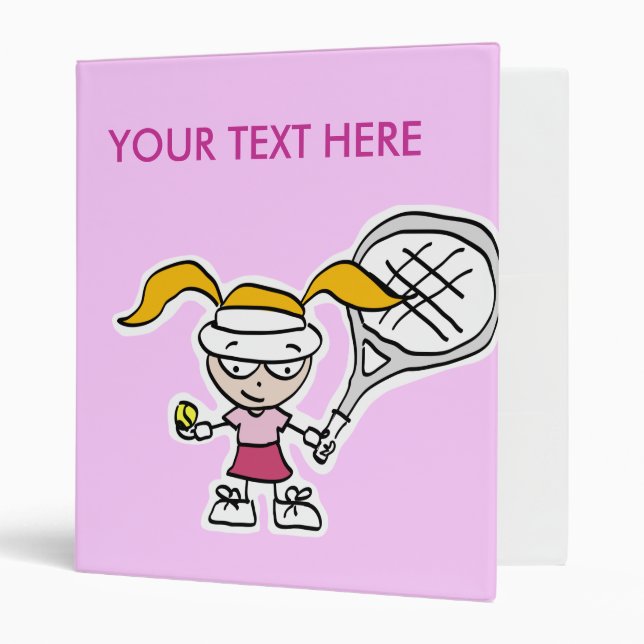 Tennis Binder with cartoon of tennis girl (Front/Inside)