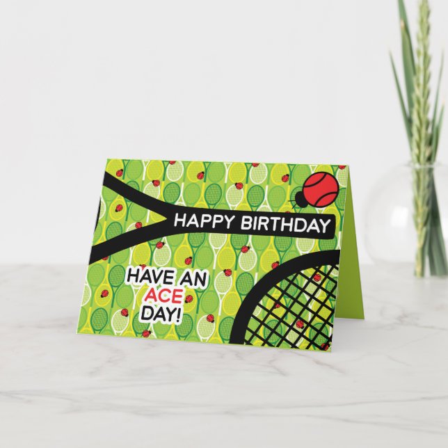 Tennis Birthday Card, customizable Card (Front)