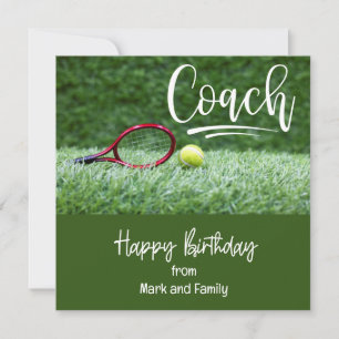 Tennis  Birthday Card with ball for Coach