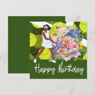 Tennis Birthday Card with woman player