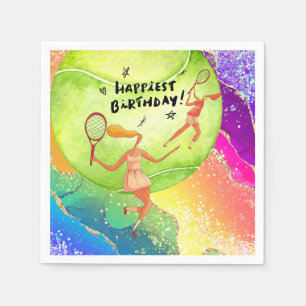 Tennis  Birthday  for Tennis Player watercolor   Napkin