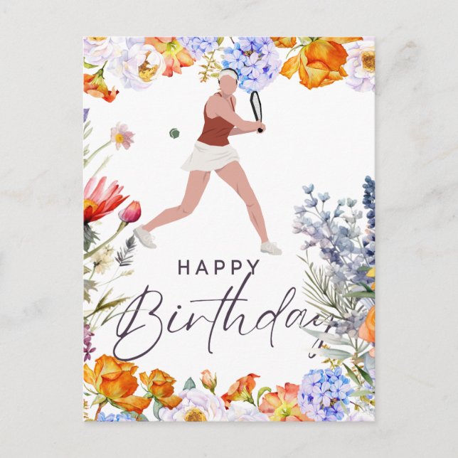 Tennis Birthday for Woman Player  Postcard (Front)