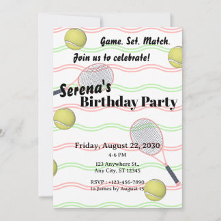 Tennis Birthday Invitation