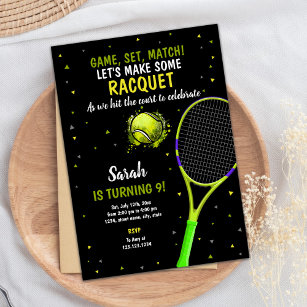 Tennis Birthday Invitation, Tennis Ball Invitation