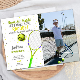 Tennis Birthday Invitations with photo