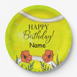 Tennis Birthday  on tennis ball for player  Paper  Plate