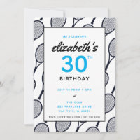 Tennis Birthday Party Black Blue Custom