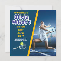 Tennis Birthday Party, Tennis Player Girl  Invitat