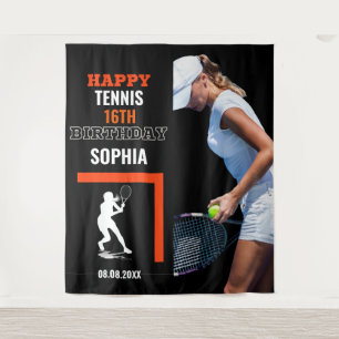 Tennis Birthday, Tennis Girl Player Backdrops Tapestry