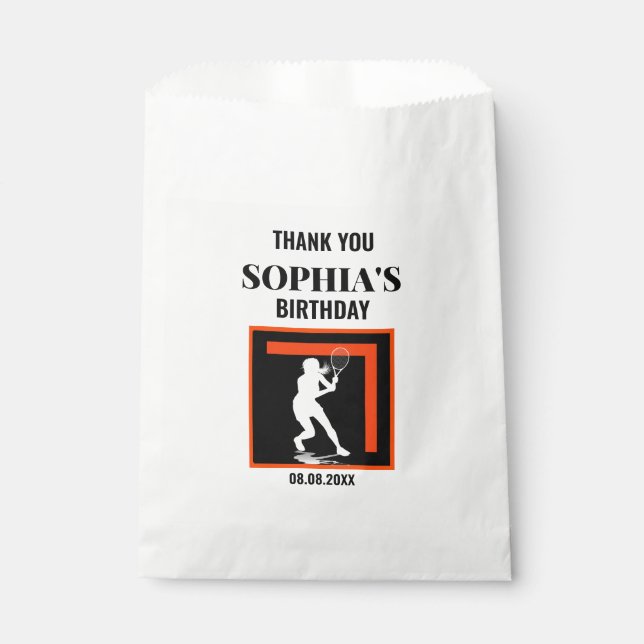 Tennis Birthday, Tennis Girl Player  Favour Bag (Front)