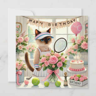 Tennis Birthday Themed for Cat Lovers Holiday Card