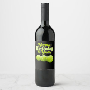 Tennis birthday to you with ball for player wine label