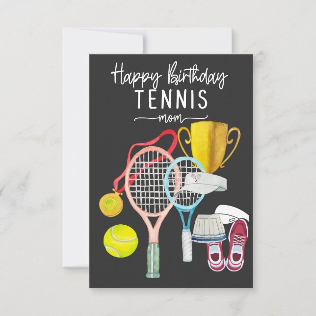 Tennis Birthday with racket and Ball for Mom Mommy Card (Front)
