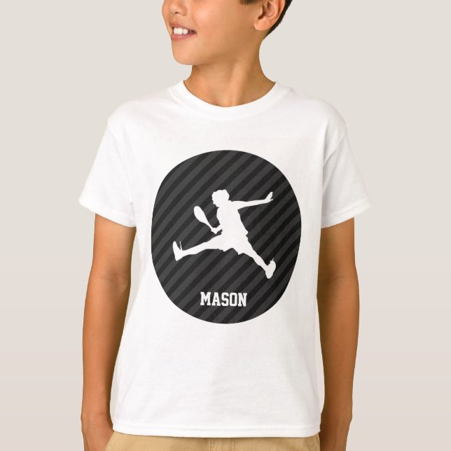 Tennis; Black & Dark Grey Stripes T-Shirt (Front)