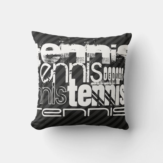 Tennis; Black & Dark Grey Stripes Throw Pillow (Front)