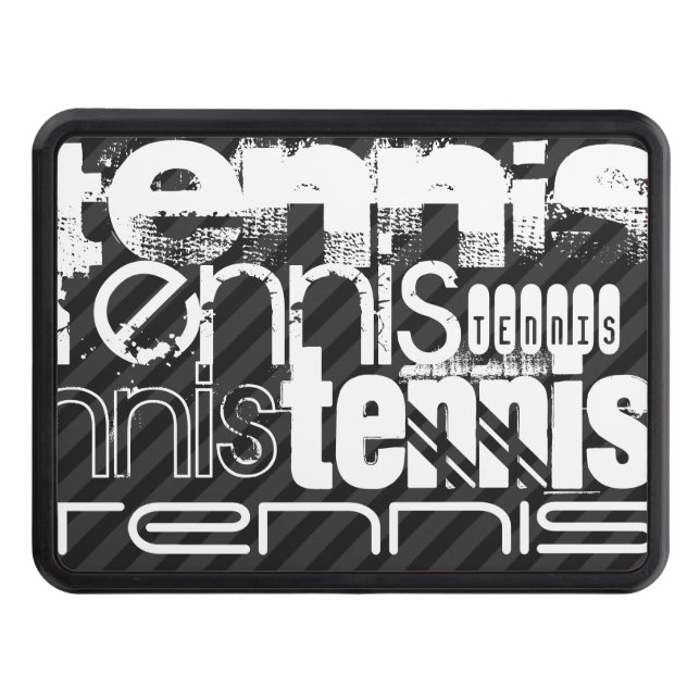 Tennis; Black & Dark Grey Stripes Trailer Hitch Cover (Front)