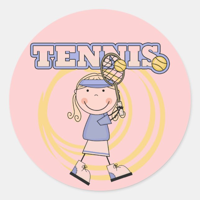 TENNIS - Blonde Girl Tshirts and Gifts Classic Round Sticker (Front)