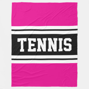 TENNIS Bold Fun Bright Black Racing Stripes Fleece Blanket